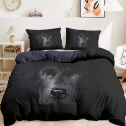 Dog Graphic Prints Duvet Cover Set 100% Cotton Soft and Comfortable Bedding Set with Fun Dog Print Cozy and Stylish Perfect for Dog Lovers Bedroom Decor Easy Care and Machine Washable