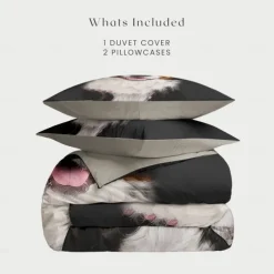 Dog Graphic Prints Duvet Cover Set 100% Cotton Soft and Comfortable Bedding Set with Fun Dog Print Cozy and Stylish Perfect for Dog Lovers Bedroom Decor Easy Care and Machine Washable