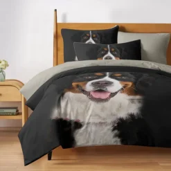 Dog Graphic Prints Duvet Cover Set 100% Cotton Soft and Comfortable Bedding Set with Fun Dog Print Cozy and Stylish Perfect for Dog Lovers Bedroom Decor Easy Care and Machine Washable