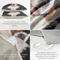 Dog Graphic Prints Duvet Cover Set 100% Cotton Soft and Comfortable Bedding Set with Fun Dog Print Cozy and Stylish Perfect for Dog Lovers Bedroom Decor Easy Care and Machine Washable