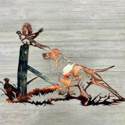 Dog Metal Wall Decor Metal Wall Art Bird Ornament Home Bedroom Living Room Window Decoration 32.5x21.5cm