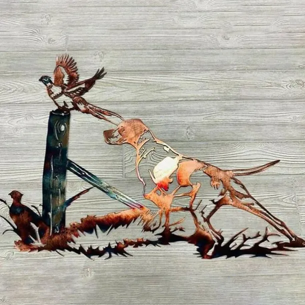 Dog Metal Wall Decor Metal Wall Art Bird Ornament Home Bedroom Living Room Window Decoration 32.5x21.5cm