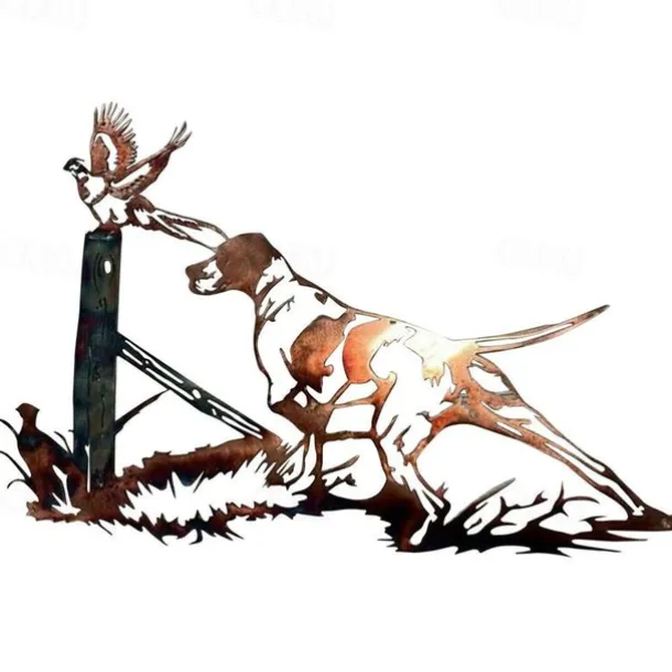 Dog Metal Wall Decor Metal Wall Art Bird Ornament Home Bedroom Living Room Window Decoration 32.5x21.5cm