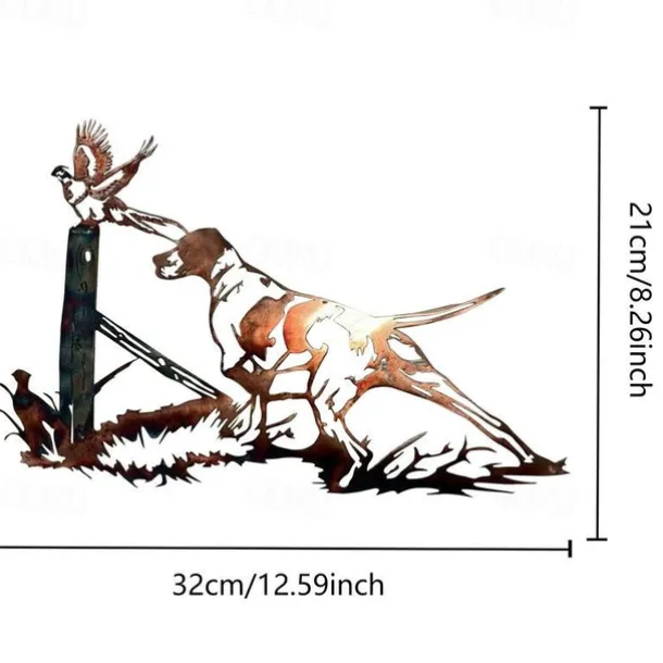 Dog Metal Wall Decor Metal Wall Art Bird Ornament Home Bedroom Living Room Window Decoration 32.5x21.5cm