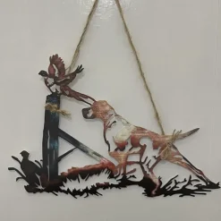 Dog Metal Wall Decor Metal Wall Art Bird Ornament Home Bedroom Living Room Window Decoration 32.5x21.5cm