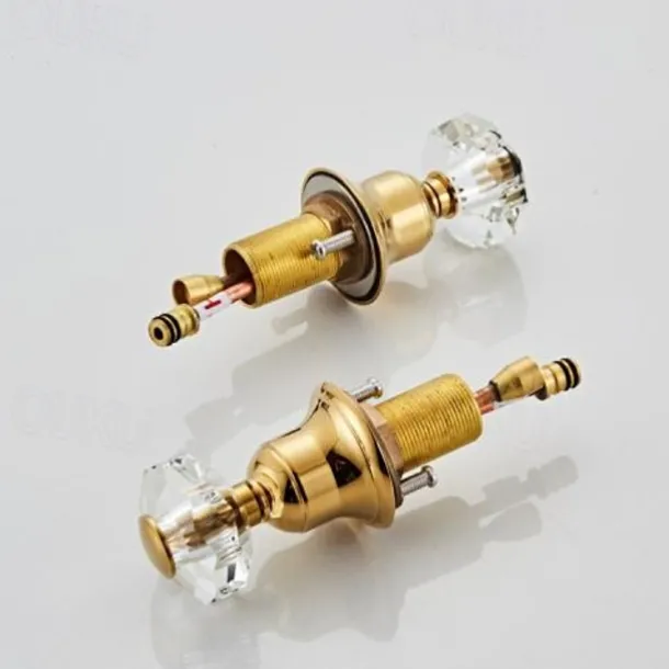 Dolphin Shape Bathroom Sink Faucet, Widespread Crystal Accents Two Handles Three Holes Bath Mixer Taps for Sink, Hot and Cold Water Hoses Included