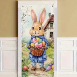 Door Decorations Door Covers Rabbit Eggs Door Tapestry Door Curtain Decoration Backdrop Indoor/Outdoor Door Banner for Front Door Farmhouse
