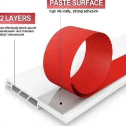 Door Draft Stopper Under Door Draft Blocker Insulator Door Sweep Weather Stripping Noise Stopper Strong Adhesive 39 Length 1M