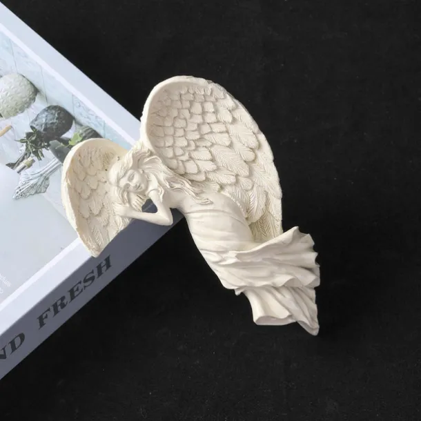 Door Frame Angel Decor Statues Ornaments with Heart-Shaped Wings Sculpture Angel in Your Corner Resin Wall Sculpture Crafts for Home Living Room Bedroom Decoration