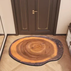 Door Mat Floor Mat Non Slip Ring of Tree 3D Trunk Wooden Log Print Area Rug Bath Mat Waterasorb for Indoor Outdoor Patio Bedroom Kitchen Office