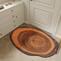Door Mat Floor Mat Non Slip Ring of Tree 3D Trunk Wooden Log Print Area Rug Bath Mat Waterasorb for Indoor Outdoor Patio Bedroom Kitchen Office
