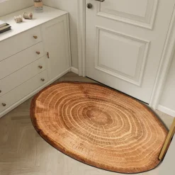Door Mat Floor Mat Non Slip Ring of Tree 3D Trunk Wooden Log Print Area Rug Bath Mat Waterasorb for Indoor Outdoor Patio Bedroom Kitchen Office