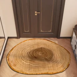 Door Mat Floor Mat Non Slip Ring of Tree 3D Trunk Wooden Log Print Area Rug Bath Mat Waterasorb for Indoor Outdoor Patio Bedroom Kitchen Office