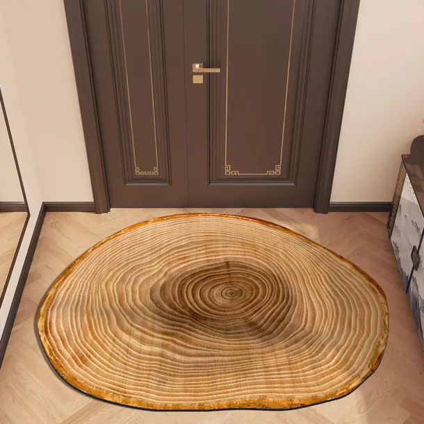 Door Mat Floor Mat Non Slip Ring of Tree 3D Trunk Wooden Log Print Area Rug Bath Mat Waterasorb for Indoor Outdoor Patio Bedroom Kitchen Office