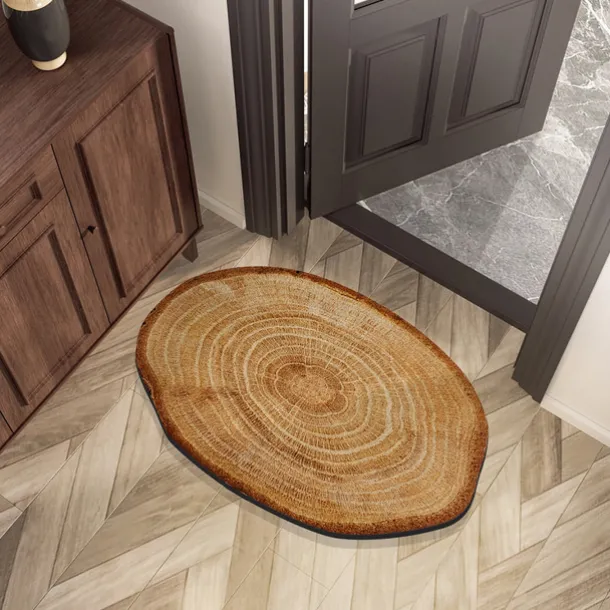 Door Mat Floor Mat Non Slip Ring of Tree 3D Trunk Wooden Log Print Area Rug Bath Mat Waterasorb for Indoor Outdoor Patio Bedroom Kitchen Office