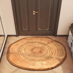Door Mat Floor Mat Non Slip Ring of Tree 3D Trunk Wooden Log Print Area Rug Bath Mat Waterasorb for Indoor Outdoor Patio Bedroom Kitchen Office