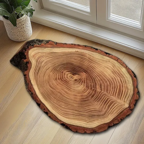 Door Mat Floor Mat Non Slip Ring of Tree 3D Trunk Wooden Log Print Area Rug Bath Mat Waterasorb for Indoor Outdoor Patio Bedroom Kitchen Office