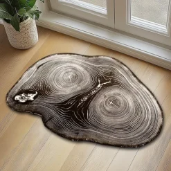Door Mat Floor Mat Non Slip Ring of Tree 3D Trunk Wooden Log Print Area Rug Bath Mat Waterasorb for Indoor Outdoor Patio Bedroom Kitchen Office