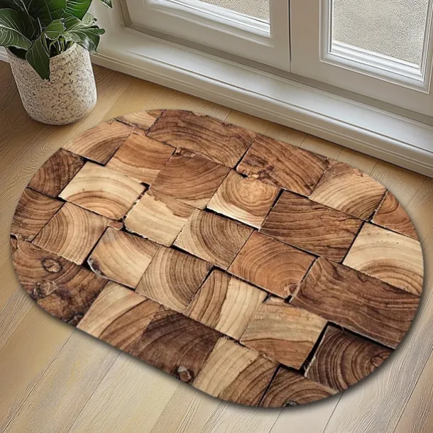 Door Mat Floor Mat Non Slip Ring of Tree 3D Trunk Wooden Log Print Area Rug Bath Mat Waterasorb for Indoor Outdoor Patio Bedroom Kitchen Office