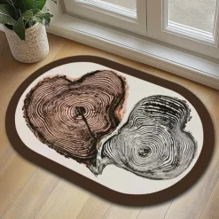 Door Mat Floor Mat Non Slip Ring of Tree 3D Trunk Wooden Log Print Area Rug Bath Mat Waterasorb for Indoor Outdoor Patio Bedroom Kitchen Office