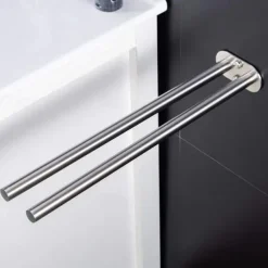 Double Arm Towel Holder 304 Stainless Steel Towel Bar Rail Wall Kitchen Hanger Shelf for Towels Bathroom Towel Rack