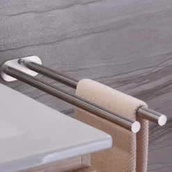 Double Arm Towel Holder 304 Stainless Steel Towel Bar Rail Wall Kitchen Hanger Shelf for Towels Bathroom Towel Rack