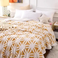 Double cotton fleece jacquard blanket lamb fleece composite blanket single dormitory students