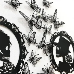 Double Layer Skull Rose Halloween 3d Three-dimensional Butterfly Home Decoration Stickers