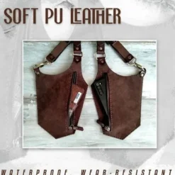 Double Shoulder Armpit Bag,Vintage Leather Men's Suspenders Shoulder Bag Outdoor Crossbody Phone Bag with Adjustable Zippered Pouch, Universally Compatible Wallet for Both Sides