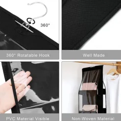 Double Side 6 Pocket Foldable Hanging Handbag Purse Storage Bag Sundry Tidy Organizer Wardrobe Closet Hanger