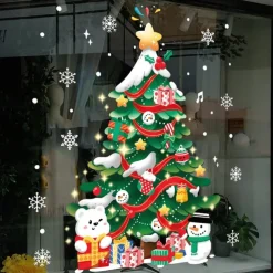 Double Side Christmas Decoration Christmas Stickers Shopping Mall Glass Window Decoration Stickers Christma Tree Electrostatic Sticker Happy New Year
