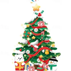 Double Side Christmas Decoration Christmas Stickers Shopping Mall Glass Window Decoration Stickers Christma Tree Electrostatic Sticker Happy New Year