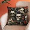 Double Side Pillow Cover 1PC Skeleton Flower Soft Decorative Square Cushion Case Pillowcase for Bedroom Livingroom Sofa Couch Chair Decorations