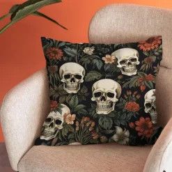 Double Side Pillow Cover 1PC Skeleton Flower Soft Decorative Square Cushion Case Pillowcase for Bedroom Livingroom Sofa Couch Chair Decorations