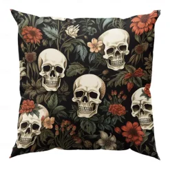 Double Side Pillow Cover 1PC Skeleton Flower Soft Decorative Square Cushion Case Pillowcase for Bedroom Livingroom Sofa Couch Chair Decorations