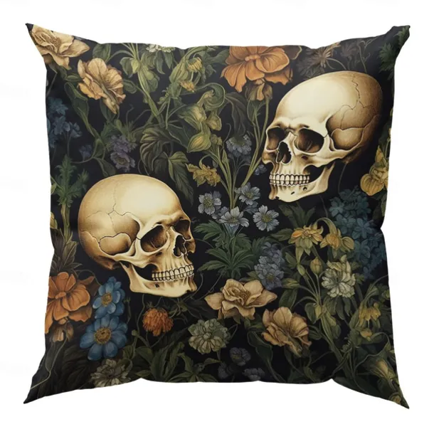 Double Side Pillow Cover 1PC Skeleton Flower Soft Decorative Square Cushion Case Pillowcase for Bedroom Livingroom Sofa Couch Chair Decorations