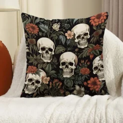 Double Side Pillow Cover 1PC Skeleton Flower Soft Decorative Square Cushion Case Pillowcase for Bedroom Livingroom Sofa Couch Chair Decorations