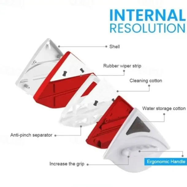 Double Side Window Cleaner Magnetic Window Glass Wiper Cleaning Tool for High-Rise Household Cleaning Cleaning Windows Thickness 3-8mm Window Cleaner Double Side Glass Wiper Adjustable Magnetic