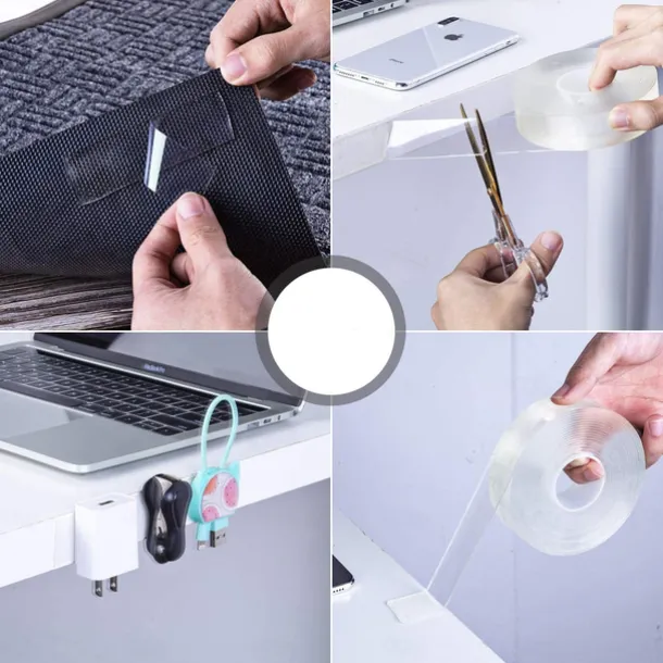 Double Sided Tape Heavy Dut, Multipurpose Removable Mounting Tape Adhesive Grip,Reusable Strong Sticky Wall Tape Strips Transparent Tape Poster Carpet Tape for Paste Items,Household