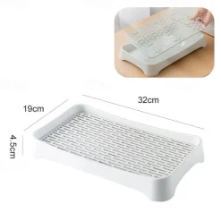 Double-Layer Plastic Dish Rack with Drainage Tray for Tableware, Fruit, and Bowl Storage