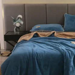 Double-Sided Coral Fleece Blanket Three-Layer Quilted Thickened Cover Quilt Flannel Blanket Double Single Air-Conditioning Nap Blanket