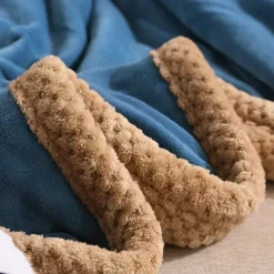 Double-Sided Coral Fleece Blanket Three-Layer Quilted Thickened Cover Quilt Flannel Blanket Double Single Air-Conditioning Nap Blanket