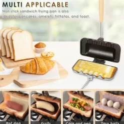 Double-sided Sandwich Baking Pan Baking Pan Outdoor Double Sided Frying Pan Sandwich Double Sided Nonstick Frying Pan With Removable Handle Aluminum Flip Top Pan