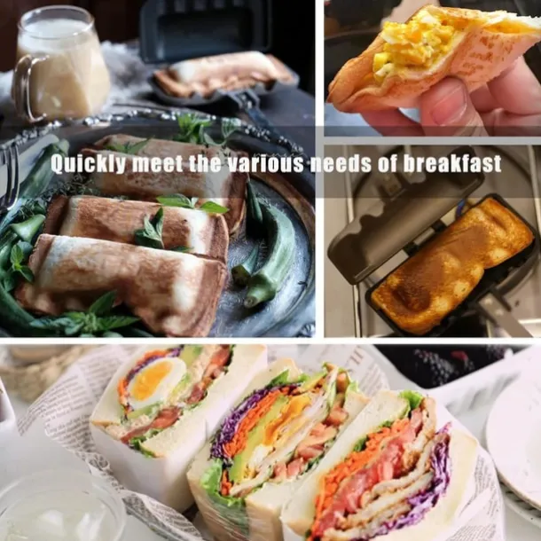 Double-sided Sandwich Baking Pan Baking Pan Outdoor Double Sided Frying Pan Sandwich Double Sided Nonstick Frying Pan With Removable Handle Aluminum Flip Top Pan