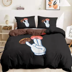 Doughnut Print Duvet Cover Set 100% Cotton Soft Comfortable Bedding Set with Fun Doughnut Design Cozy and Stylish Perfect for Bedroom Decor Easy to Care for Machine Washable