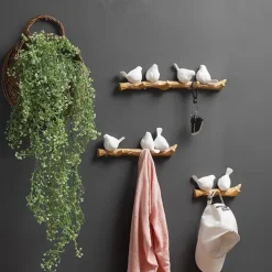 Doves Wall Hook Resin Bird Creative Door Key Wall Coat Hook Coat Rack Wall Decoration Hook Nordic Coat Hook Porch Hanger Decorative Hook