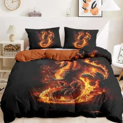 Dragon Duvet Cover Set 100% Cotton Soft and Comfortable Bedding Set with Bold Dragon Print Perfect for Bedroom Decor Stylish and Cozy Easy Care Machine Washable