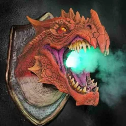 Dragon Sculpture with LED Smoked Effect, 3D Wall Art Hanging Statue for Garden or Home Decor