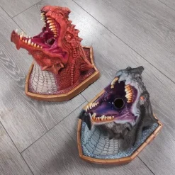 Dragon Sculpture with LED Smoked Effect, 3D Wall Art Hanging Statue for Garden or Home Decor