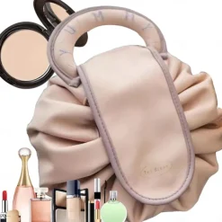 Drawstring Makeup Bag, Large Cosmetic Bag, Portable Waterproof Toiletry Organizer for Women, Travel Makeup Pouch, Female Cosmetic Bag, Make Up Bags for Toiletries and Accessories